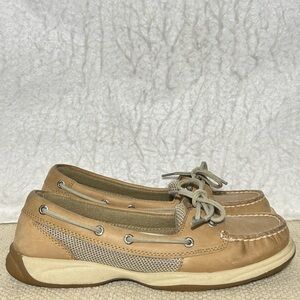 Sperry Womens Tan Leather Top-Sider Laguna Boat Deck Slip On Casual Shoes SZ 7.5